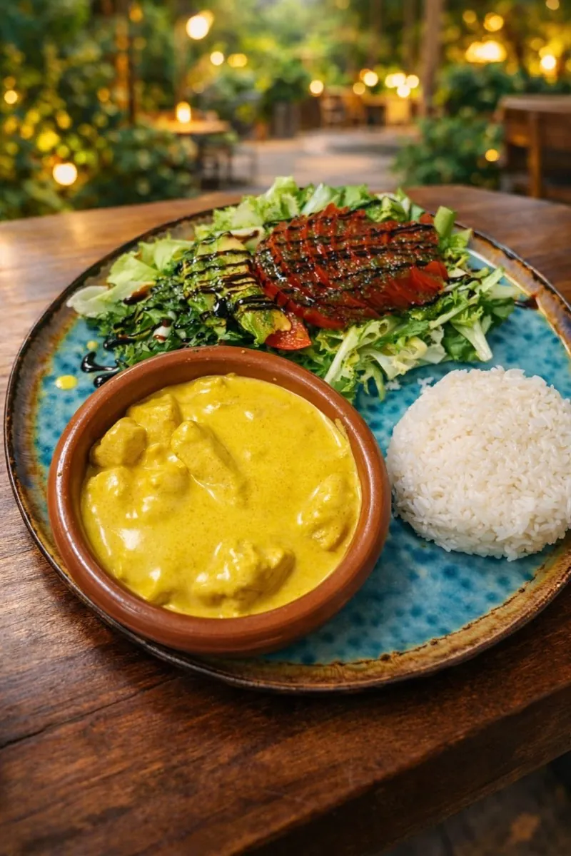 Pollo al curry con arroz
